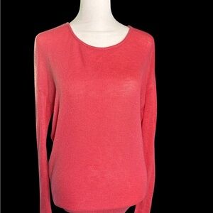 Bobeau Pink Crew Neck Sweater Classic Pullover